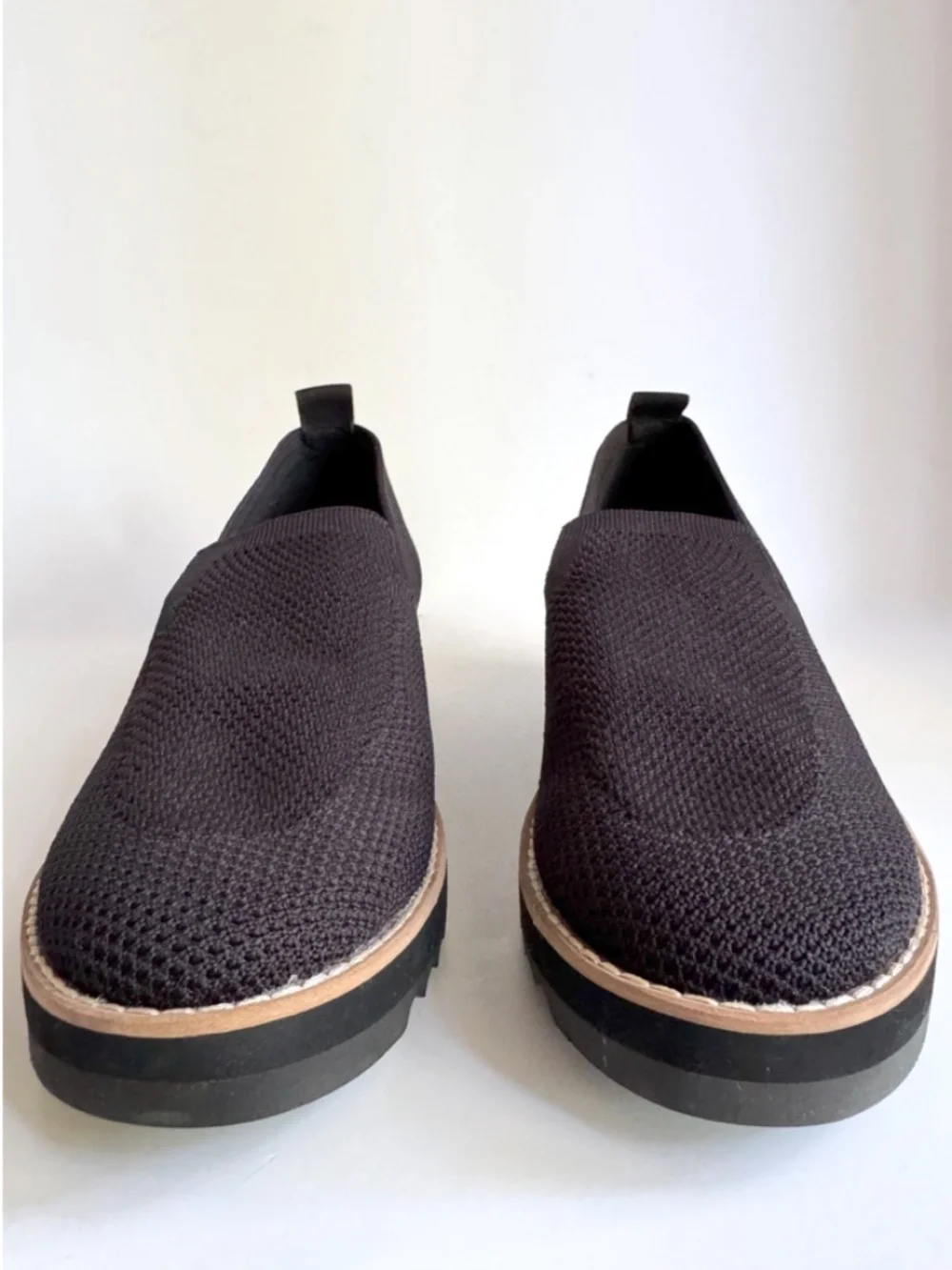 Eileen Fisher Ergos Recycled Stretch Knit Platform Loafer in Black Size 8